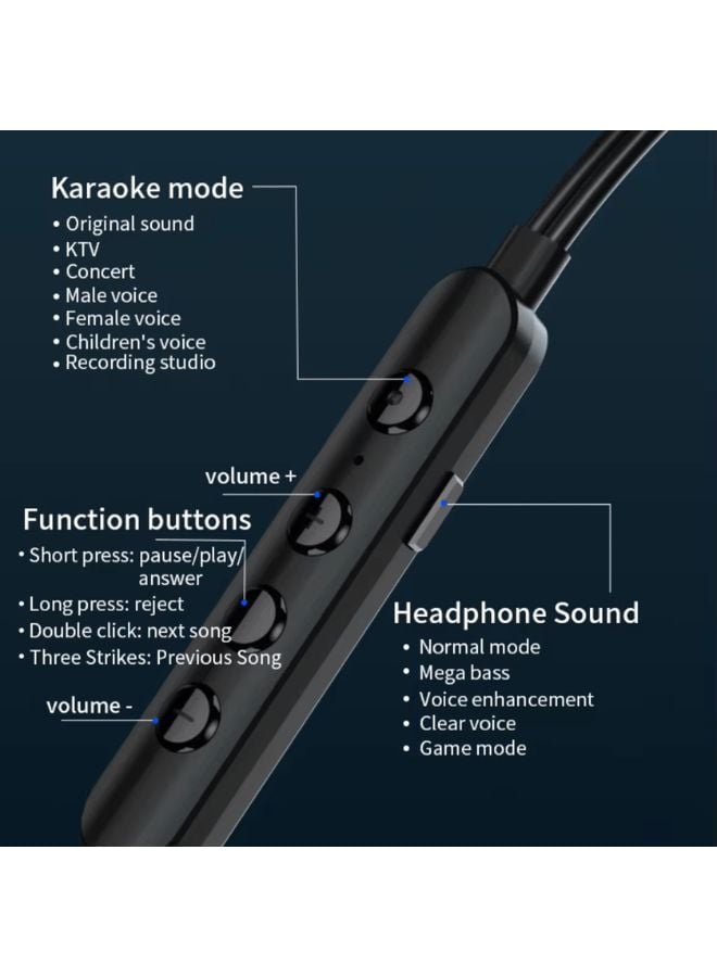 سماعات أذن سلكية تايب سي بخاصية تغيير  الاصوات،  مع بطاقة صوت وأزرار للتحكم في مستوى الصوت لاوضاع متعددة لتعديل الصوت،مع مايكرفون مدمج . أسود - Image 4